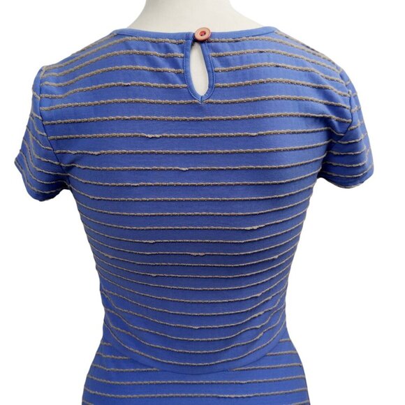 Matilda Jane Exploration Fit & Flare Blue Striped Dress Size XS Gray Swing - Picture 10 of 12